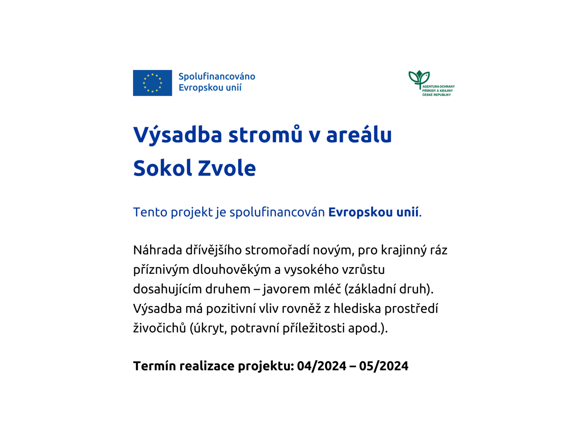 Výsadba stromů v areálu Sokol Zvole