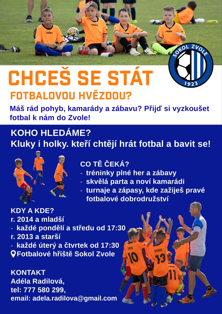 Náborový leták fotbal Sokol Zvole