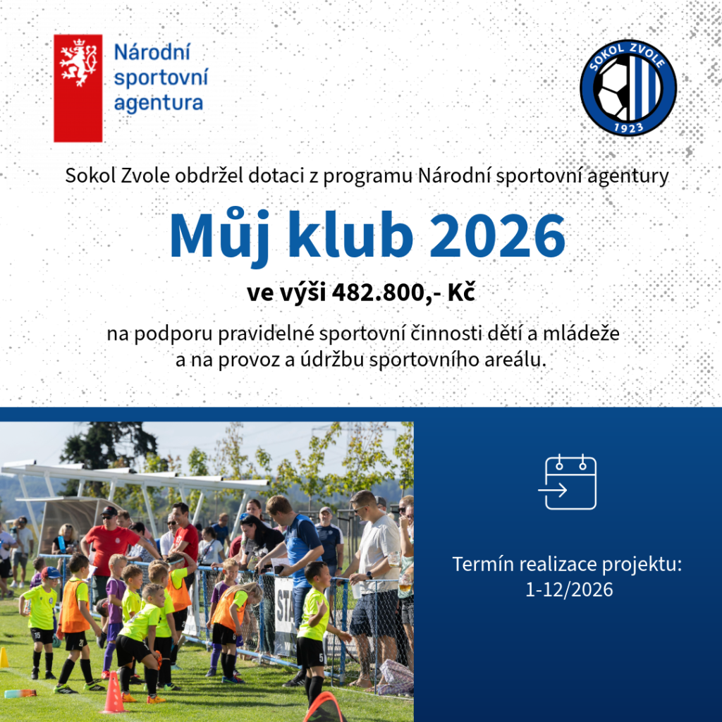 Grafika dotačního programu Národní sportovní agentury Můj klub 2026